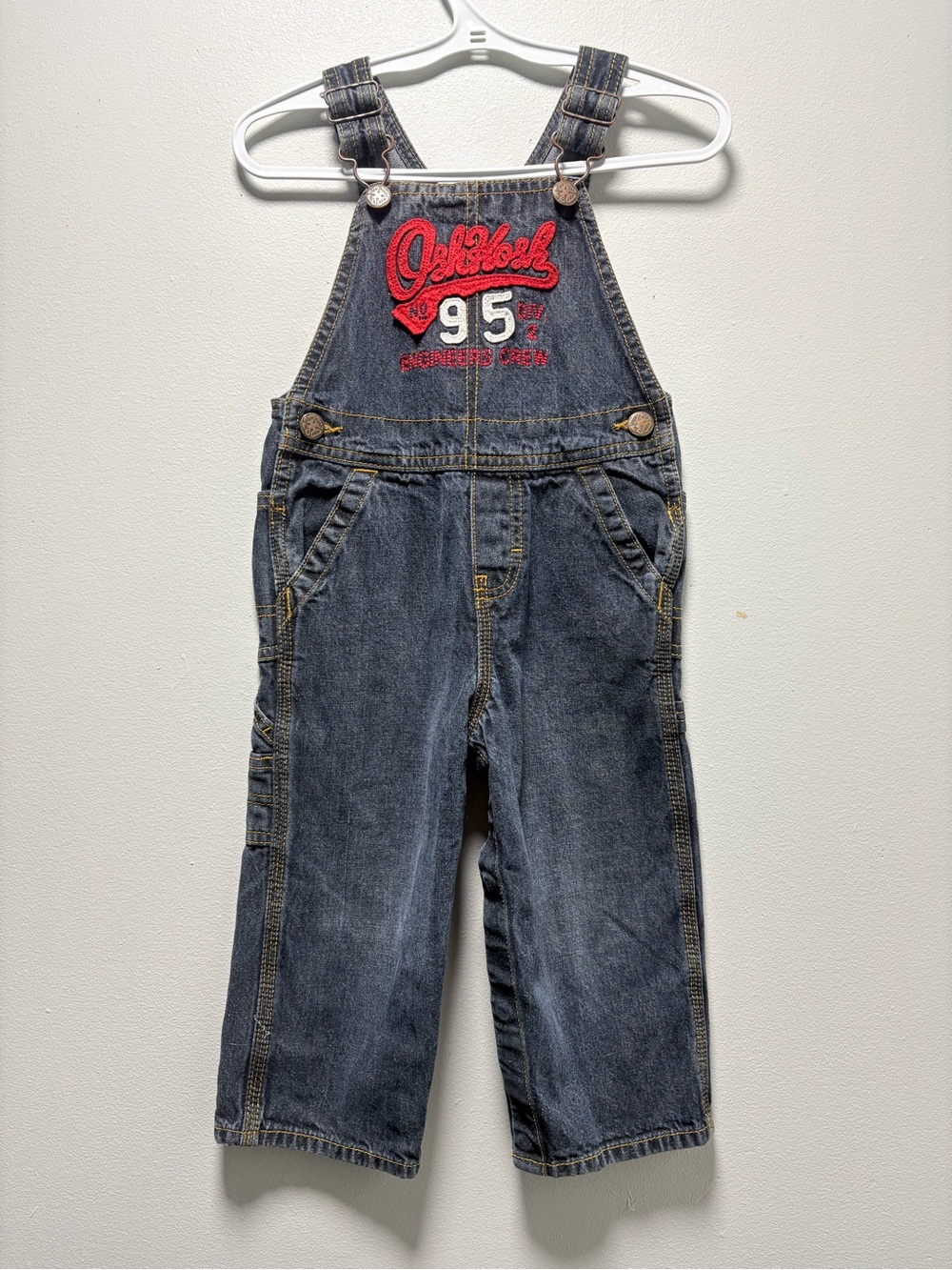OshKosh B'gosh Denim Suspenders with Red Logo and White Patch